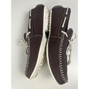 Cole Haan Mens Loafer Boat Shoes Brown Canvas Size 10 M Slip On